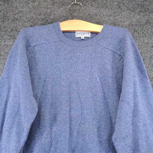 James Meade Limited Men's Pullover Knit Sweater Blue Medium Crew Neck Wool - Picture 3 of 12